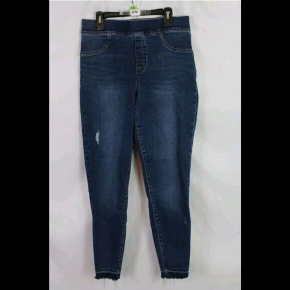 Spanx Size Large Distressed Ankle Skinny Jeans, Medium Wash 20203R - Picture 1 of 6